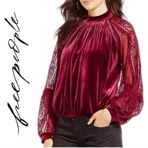 Free People Dream Team Velvet Lace Top Like New
